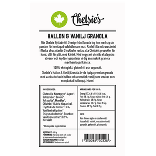 Chelsie's Hallon & Vanilj Granola, 400 g Eko