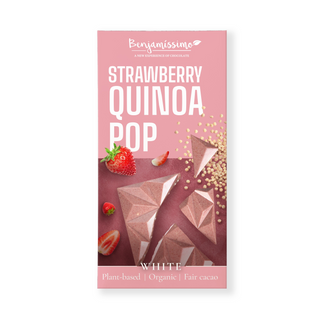 Vit Choklad Jordgubb & Puffad Quinoa, 60 g Eko